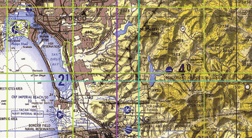 The Visual Coverage Tool displays overlapping lines of different color denote different file types of interest in the viewed area. 